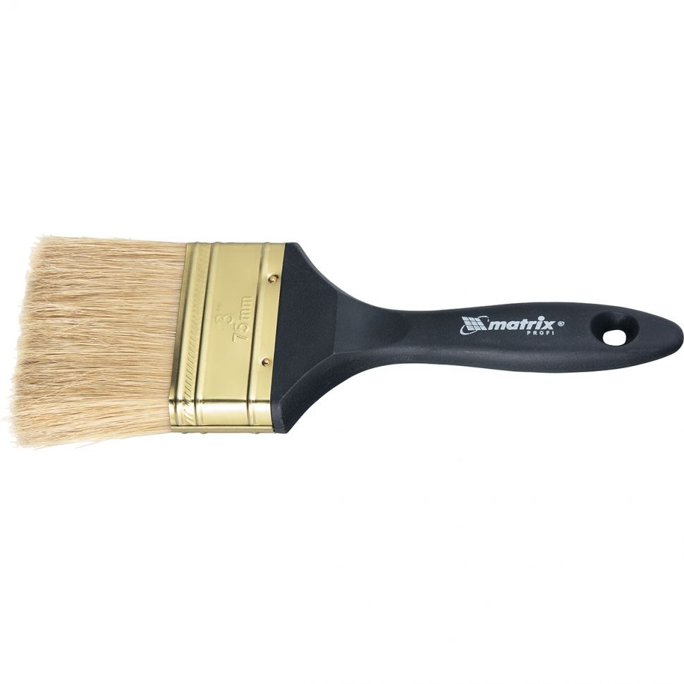 Кисть плоская "Профи" 2.5", натуральная щетина, пластмассовая ручка MTX
