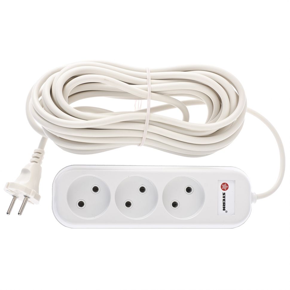 Удлинитель бытовой серия EU, без заземления, 7 м, 3 розетки, 6 А Stern