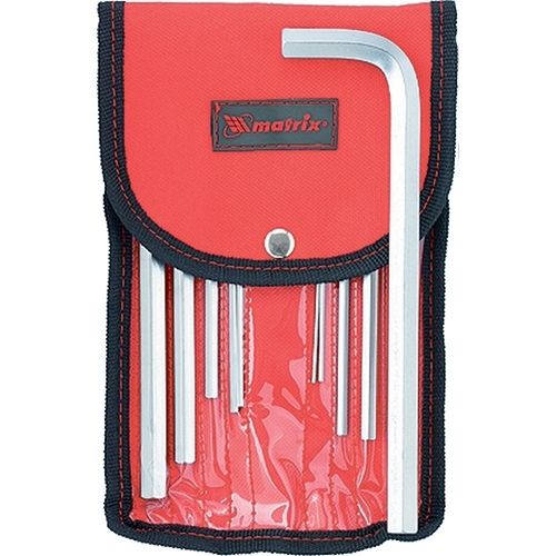 Набор ключей имбусовых HEX, 1.5-12 мм, CrV, 10 шт, удлиненных, с сатинированным покрытием, чехол Matrix