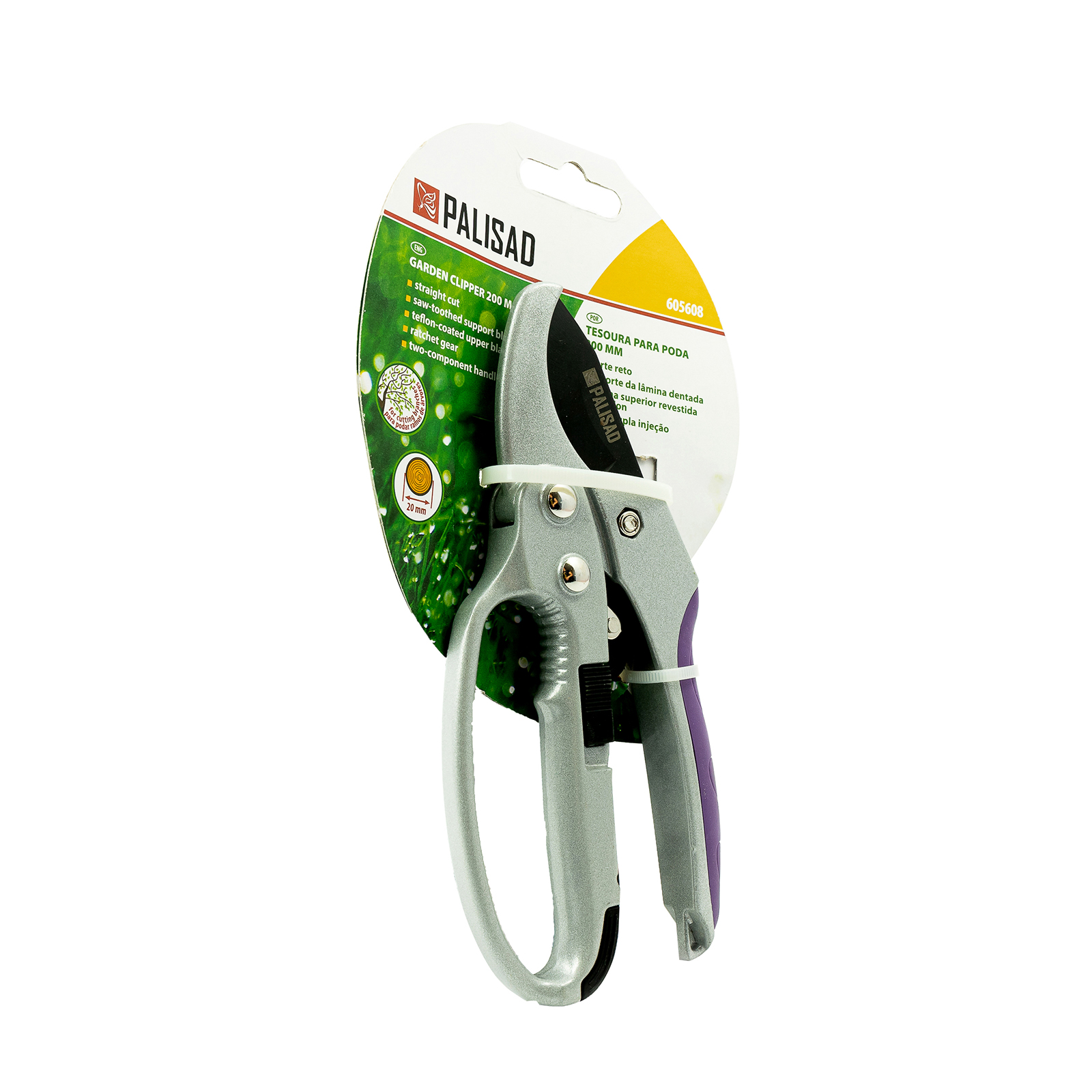 Секатор прямого реза, 200 мм, храповой механизм, металлические обрезиненные рукоятки, LUXE Palisad