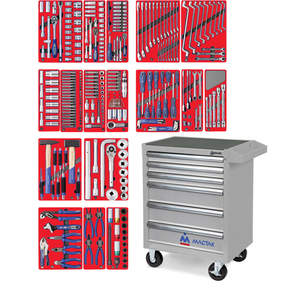 Набор инструментов "ЭКСПЕРТ" в серой тележке, 323 предмета МАСТАК 52-06323G