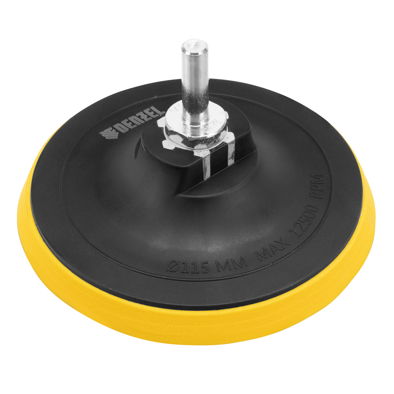 Тарелка опорная для дрели и УШМ с липучкой, 115 мм, стандартная, с адаптером c М14 на d8 Denzel