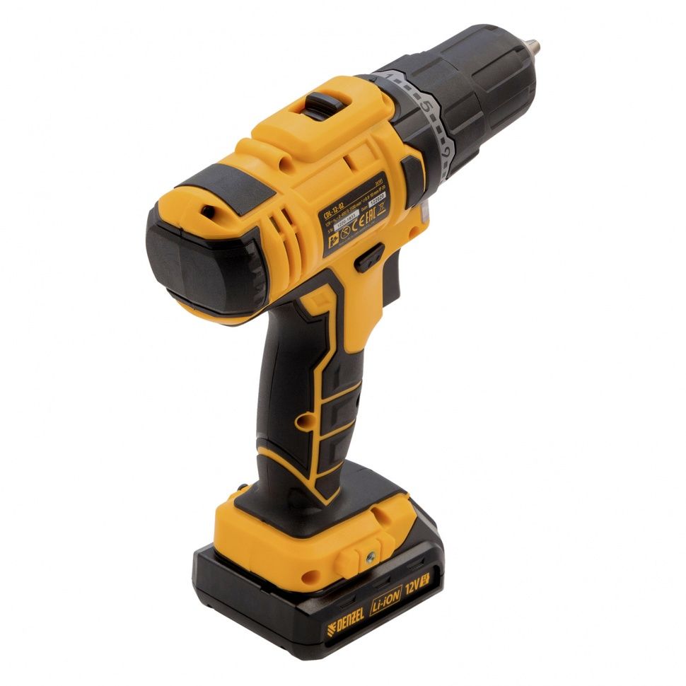 Дрель-шуруповерт аккумуляторная CDL-12-02, Li-Ion, 12 В, 1.5 А*ч, 2 аккумулятора Denzel