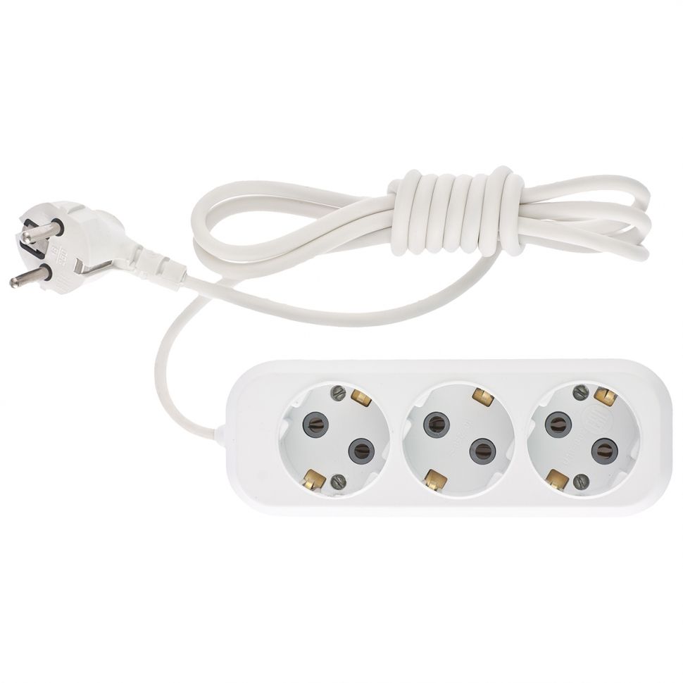 Удлинитель бытовой серия УХз-10, с заземлением, 2 м, 3 розетки, 10 A Stern
