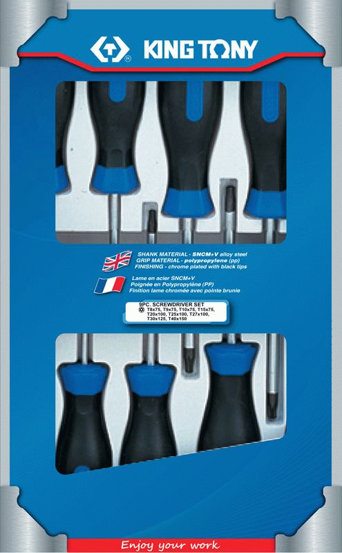 Набор отверток, Torx, 9 предметов KING TONY 30309PR
