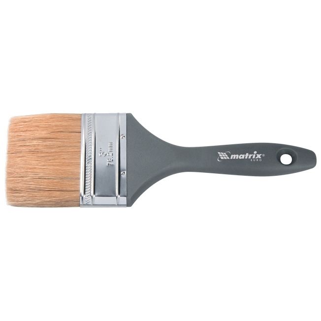 Кисть плоская "Евро" 3/4", натуральная щетина, пластмассовая ручка MTX