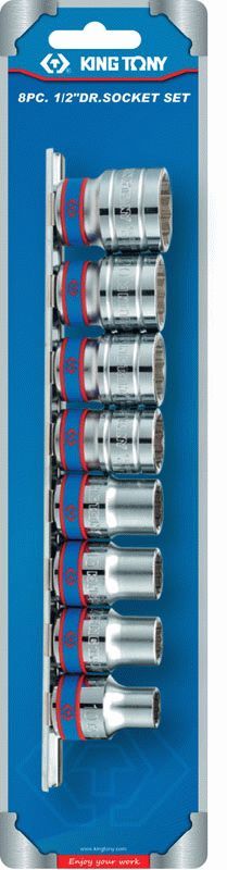 Набор торцевых головок 1/2", двенадцатигранные, 10-22 мм, 8 предметов KING TONY 4010MR