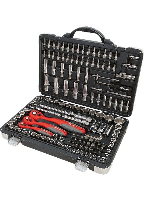 Набор инструмента, 1/4, 3/8, 1/2, Cr-V, S2, усиленный кейс, 151 предмет Matrix Professional
