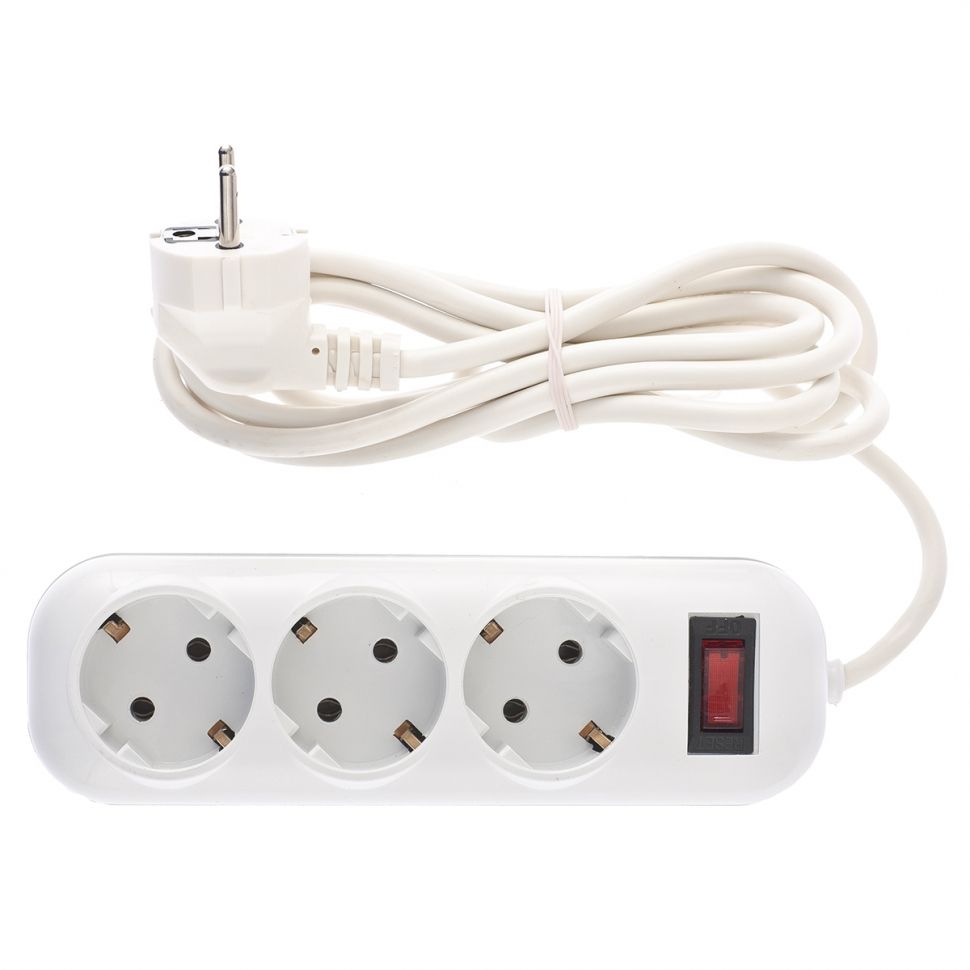 Удлинитель бытовой серия EF, с заземлением и выключателем, 2 м, 3 розетки, 10 A Stern