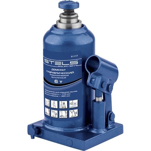 Домкрат гидравлический бутылочный телескопический, 6 т, H подъема 170-420 мм Stels
