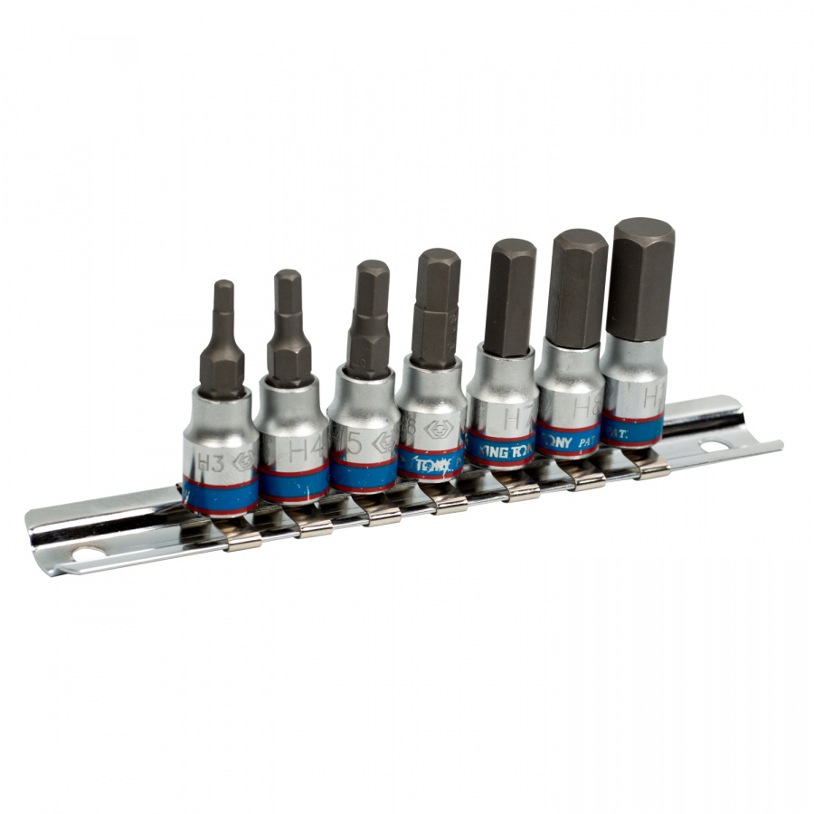 Набор торцевых насадок 1/4", Hex, 3-10 мм, L = 37 мм, 7 предметов KING TONY 2127PR