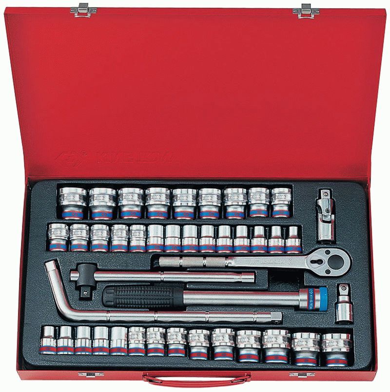 Набор торцевых головок с принадлежностями 1/2", двенадцатигранные, 8-32 мм, 43 предмета KING TONY 4045CR