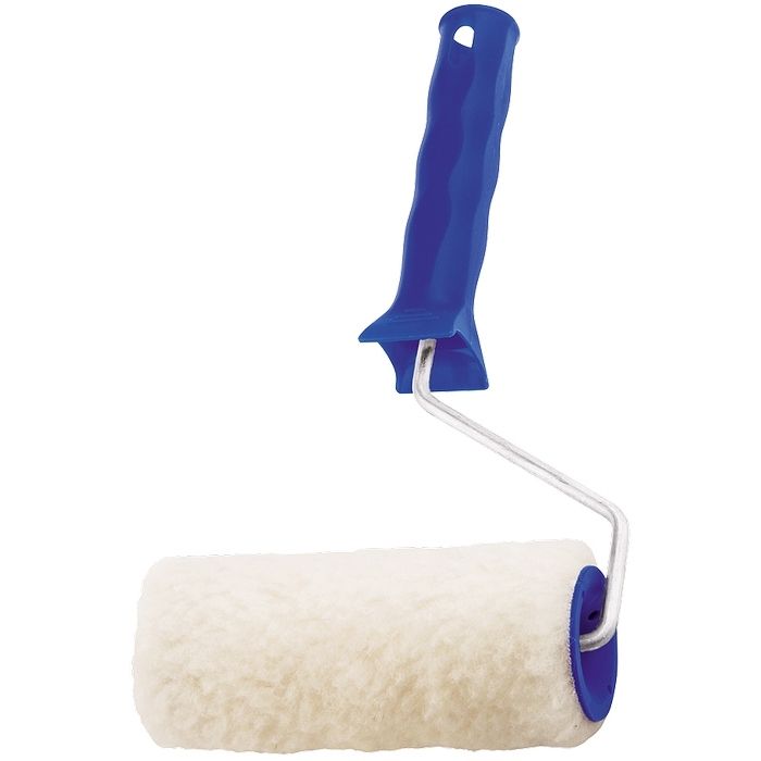 Валик с натуральным мехом, с ручкой, 250 мм, ворс 12 мм, D 48 мм, D ручки 6 мм, Россия Сибртех