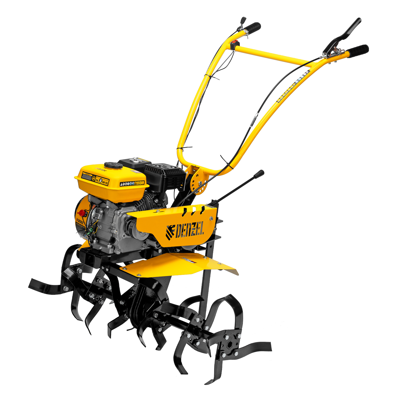 Мотоблок DPT-270SB, 7 л.с., ремен.сцеп, фрез 3х4, ШОМ, без колес, передачи 2В/1Н Denzel