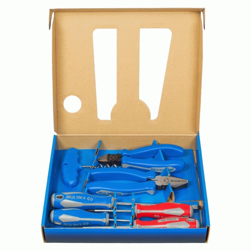 Набор пассатижей, бокорезов и отверток, 6 предметов, в комплекте штопор для бутылок KING TONY P90006MR01