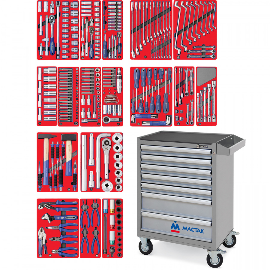Набор инструментов "ЭКСПЕРТ" в серой тележке, 323 предмета МАСТАК 52-07323G