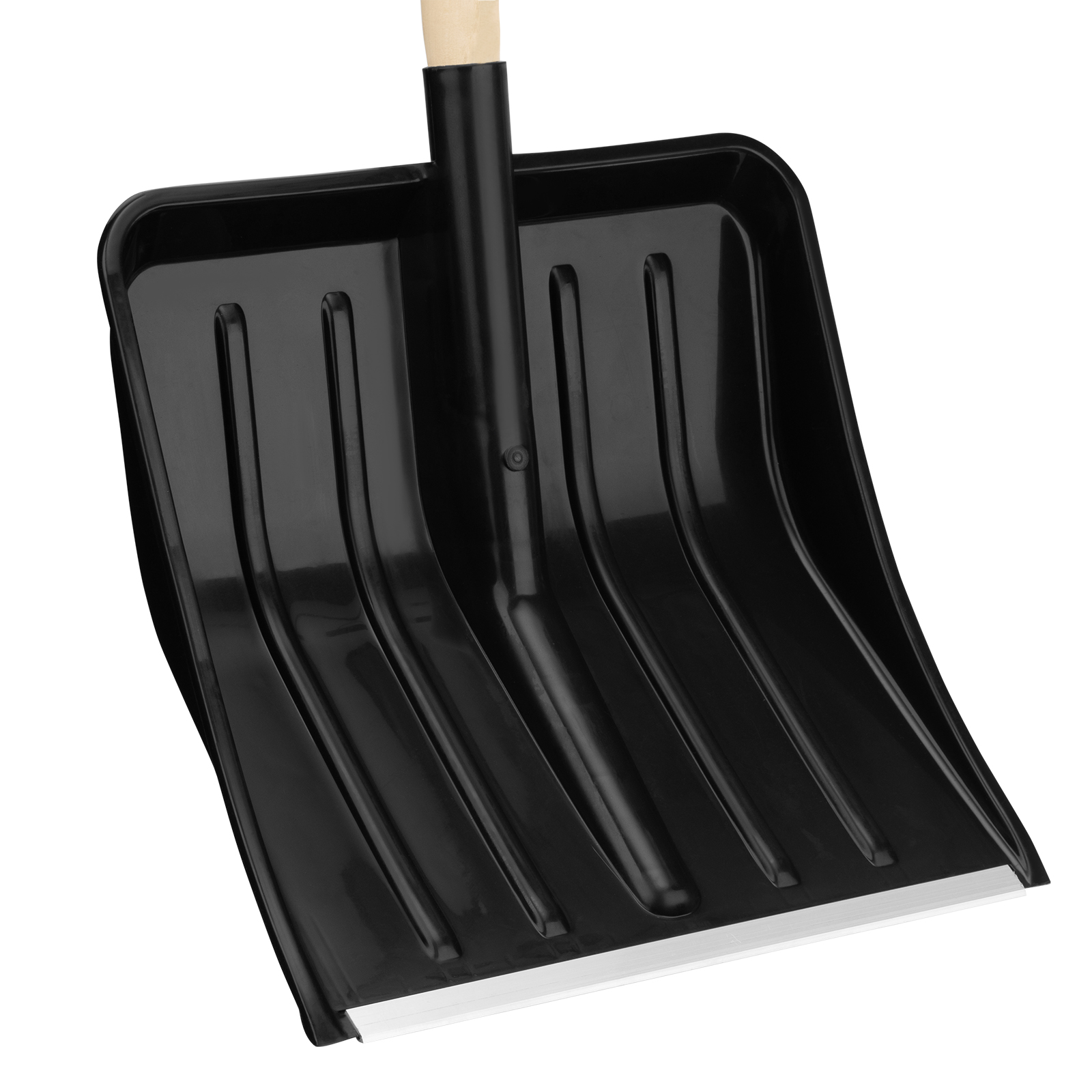 Лопата для уборки снега, полипропилен, 405х410х1470 мм, деревянный черенок