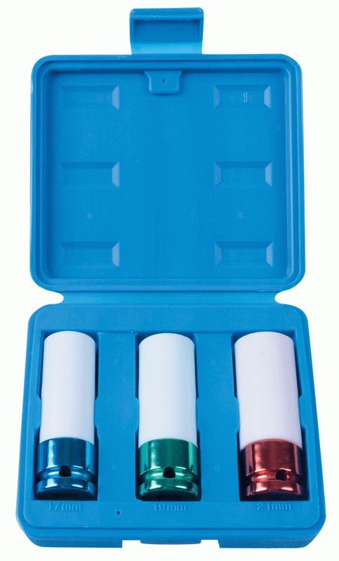 Набор глубоких ударных торцевых головок 1/2", шестигранные, 17, 19, 21 мм KING TONY 4405MX