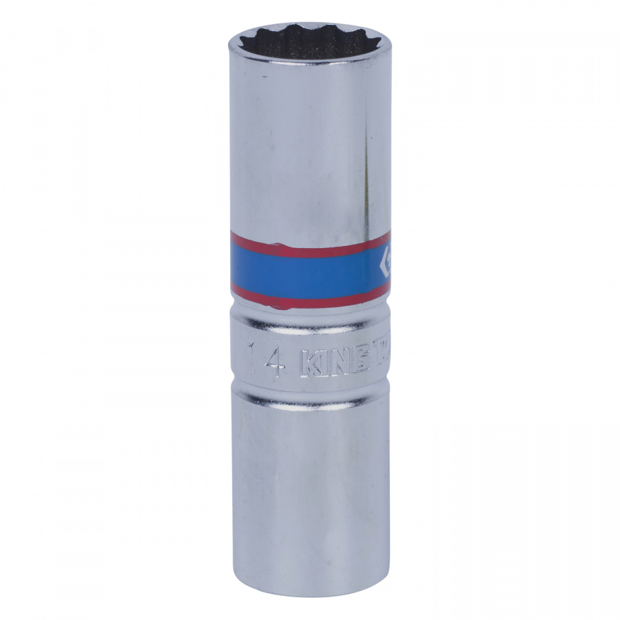 Головка свечная двенадцатигранная 3/8", 14 мм, пружинный фиксатор KING TONY 36A014