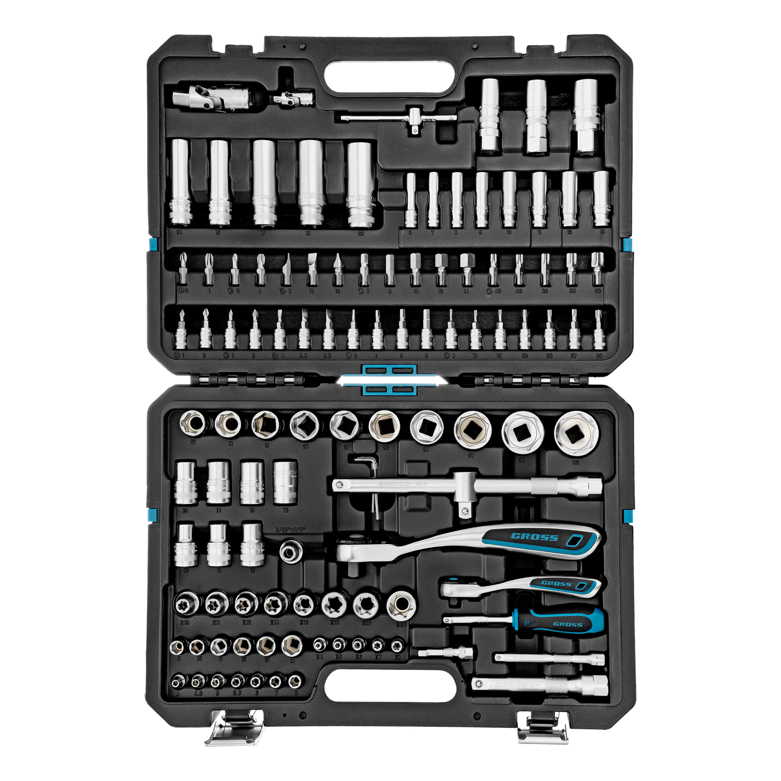 Набор инструментов, 1/4", 1/2", CrV, 120 зубьев, 109 предметов Gross