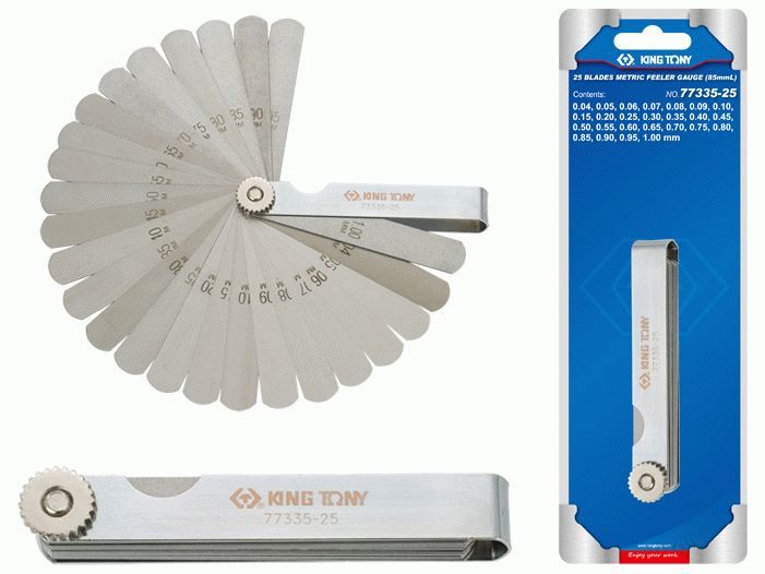 Набор щупов для проверки зазоров, 0,04-1 мм, 25 предметов KING TONY 77335-25