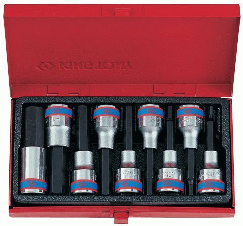 Набор торцевых насадок 1/2", Hex, 4-17 мм, L = 80 мм, 9 предметов KING TONY 4120PR