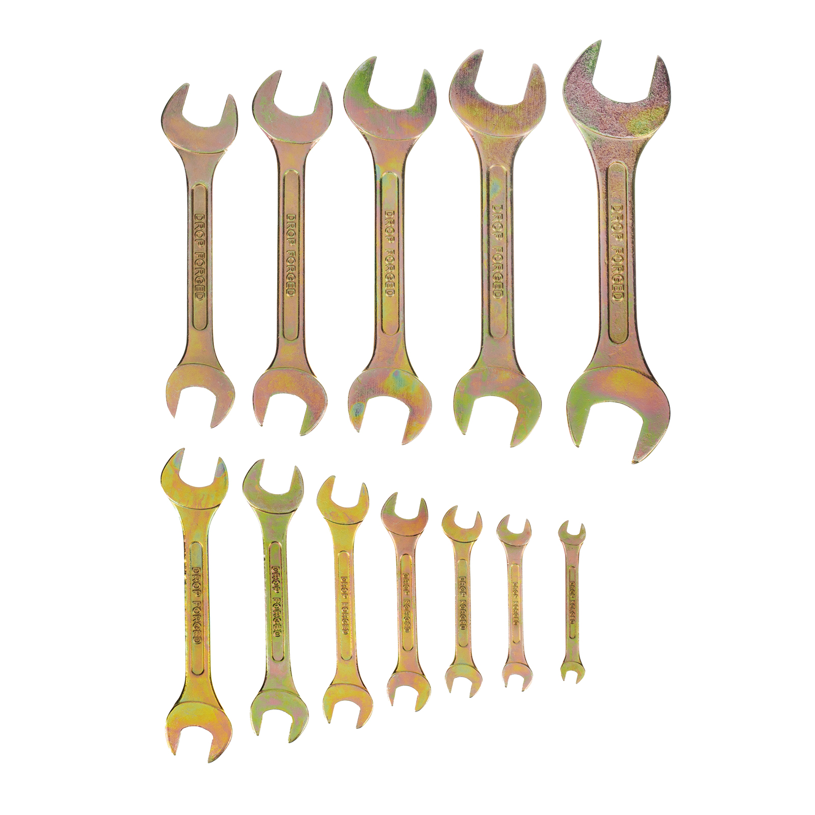 Набор ключей рожковых 6-32 мм, 12 шт, желтый цинк Сибртех