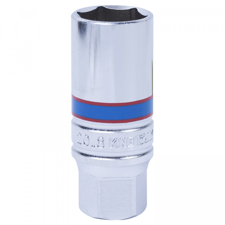 Головка свечная шестигранная 3/8", 21 мм, L = 70 мм, резиновый фиксатор KING TONY 363521