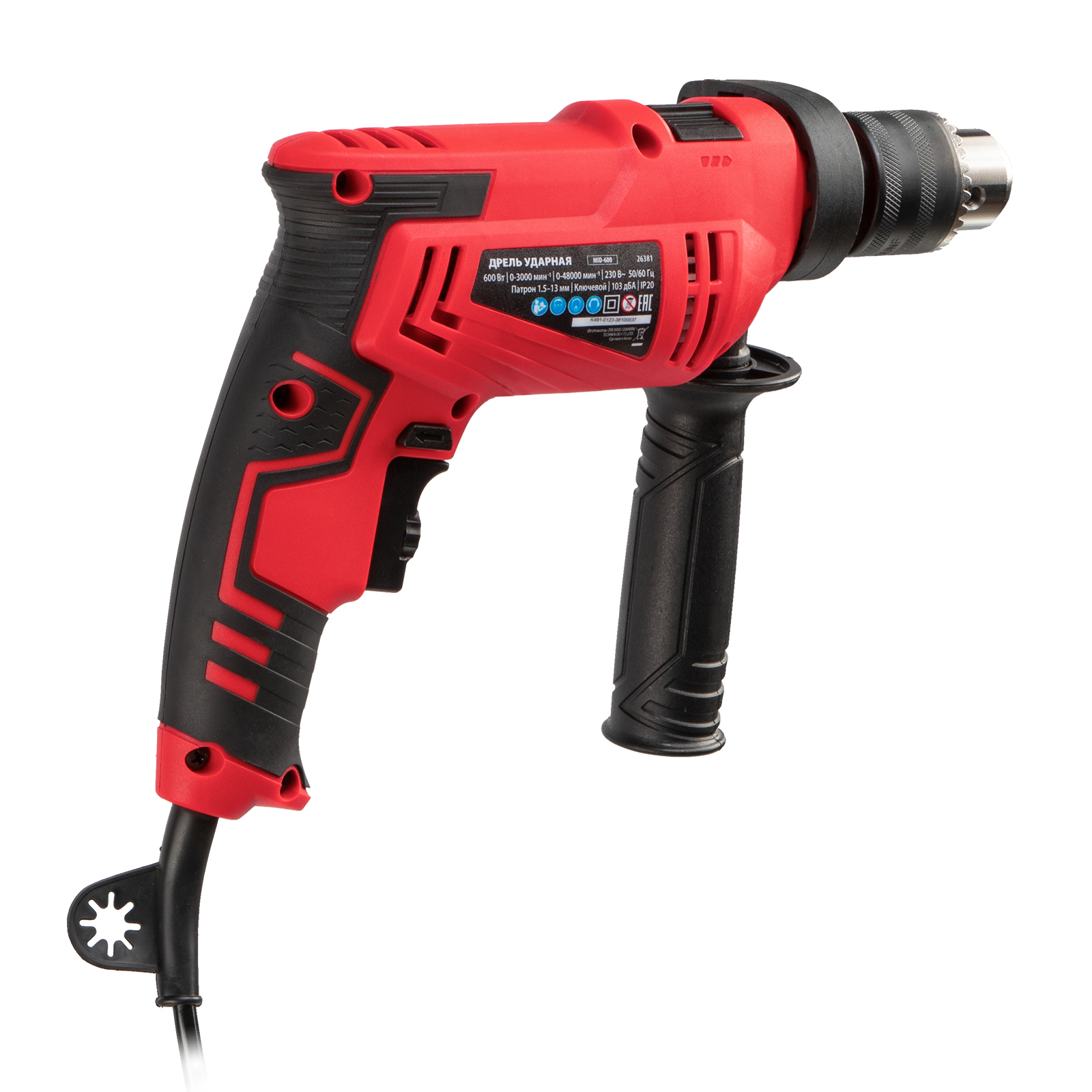 Дрель ударная MID-600, 600 Вт, 0-3000 об/мин, 0-48000 уд/мин MTX