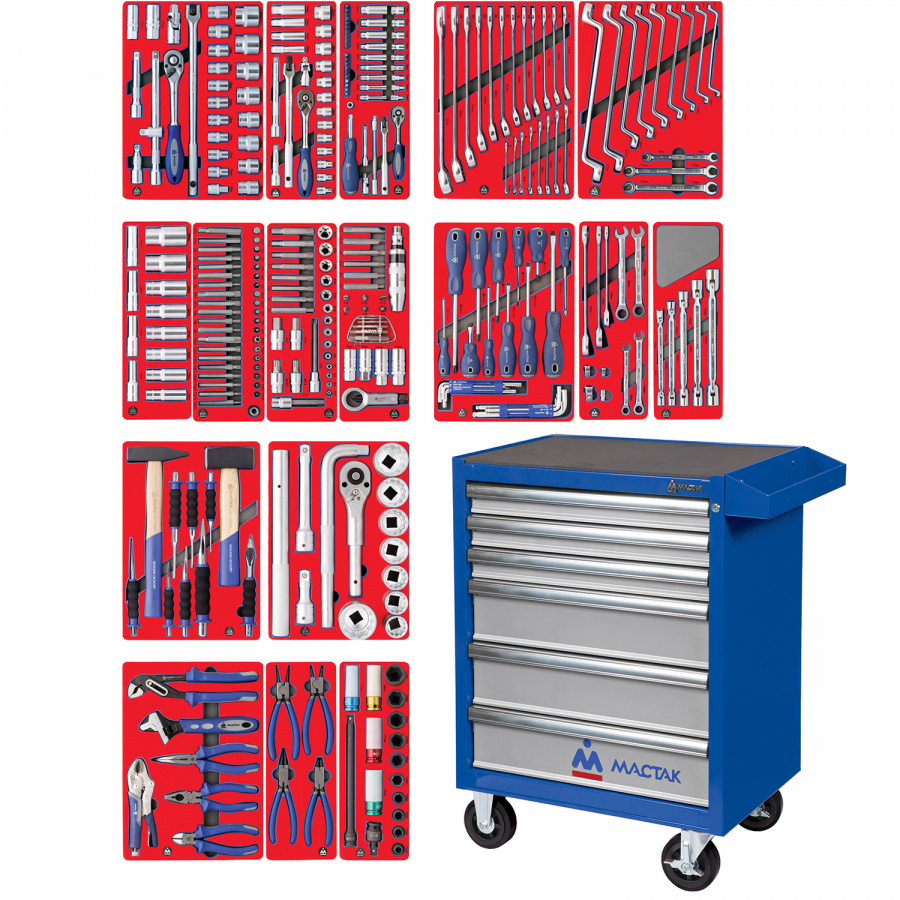 Набор инструментов "ЭКСПЕРТ" в синей тележке, 323 предмета МАСТАК 52-06323B