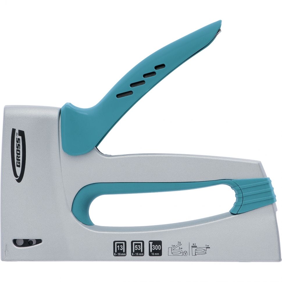 Степлер мебельный, алюминиевый корпус, тип скобы: 13, 53, 300, 6-10 мм Gross