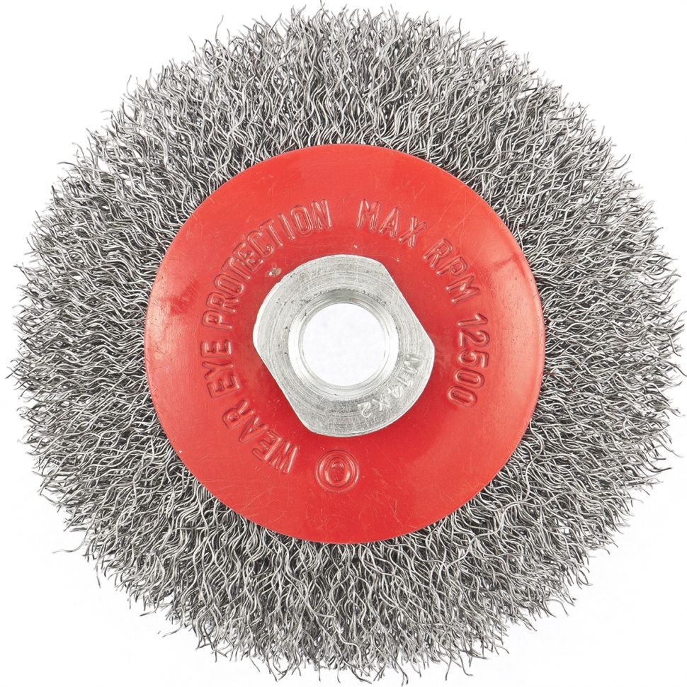 Щетка для УШМ, 100 мм, М14, "тарелка", латунированная витая проволока Matrix