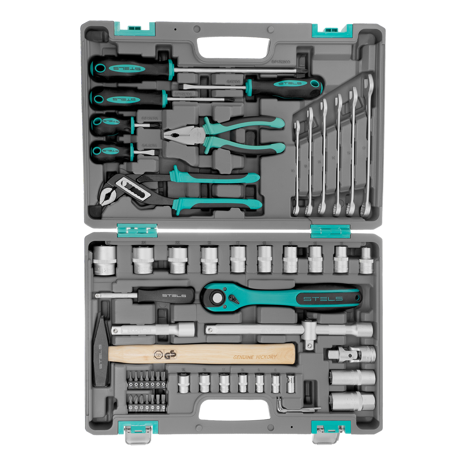 Набор инструментов, 1/2", Cr-V, S2, усиленный кейс, 58 предметов Stels