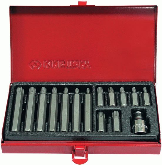 Набор вставок (бит) 10 мм, Torx, Т20-Т55, 15 предметов KING TONY 1015PQ