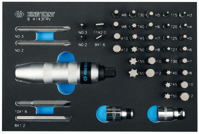 Набор вставок (бит) и ударная отвертка, ложемент, 43 предмета KING TONY 9-4143FRV