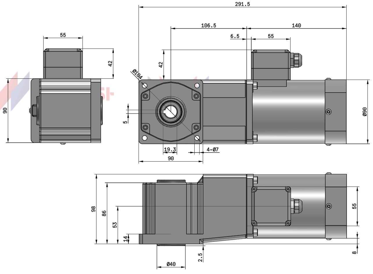 Мотор-редуктор 90YS120WGV22H/L90GF50RC 120 Вт 26 об/мин 220 В