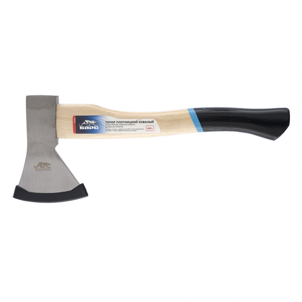 Топор плотницкий, кованый, деревянная рукоятка, 600 г, пескоструйное покрытие полотна Барс