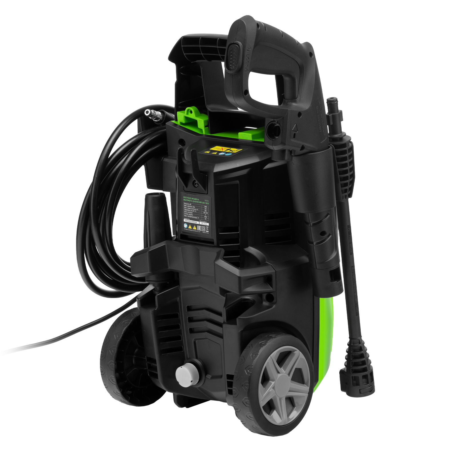 Моечная машина высокого давления АМ-1800, 1800 Вт, 140 бар, 350 л/ч, колесная Сибртех