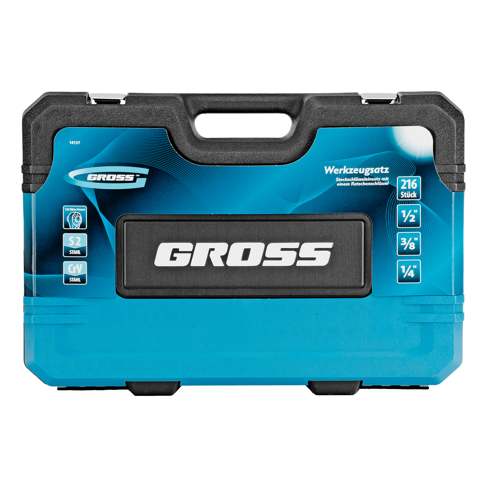 Набор инструментов, 1/2", 3/8", 1/4", CrV, 120 зубьев, 216 предметов Gross