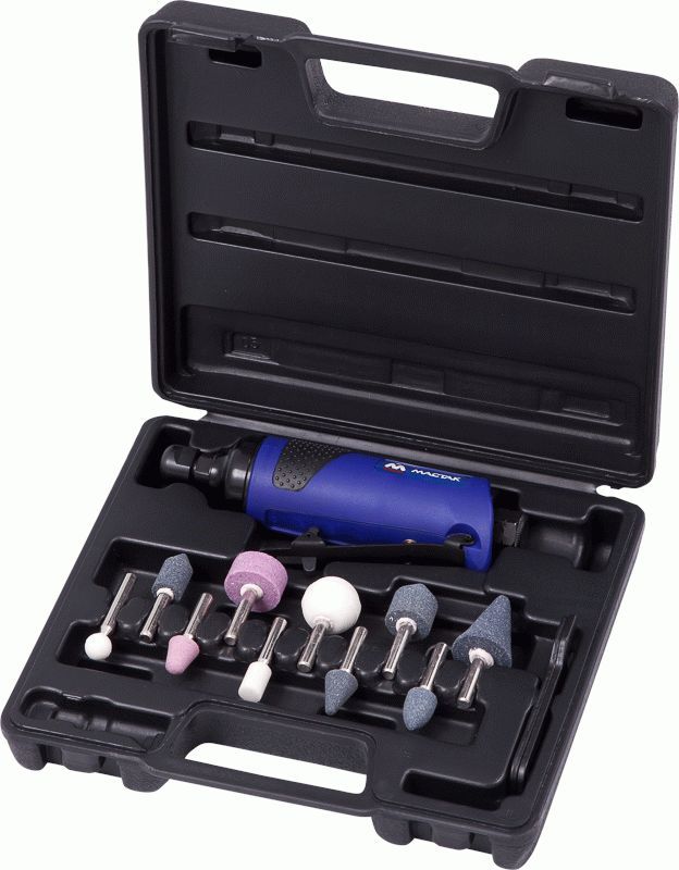 Пневматическая бормашина (шарошка) 3 - 6 мм, 20000 об/мин, с набором принадлежностей, 13 предметов МАСТАК 610-13C