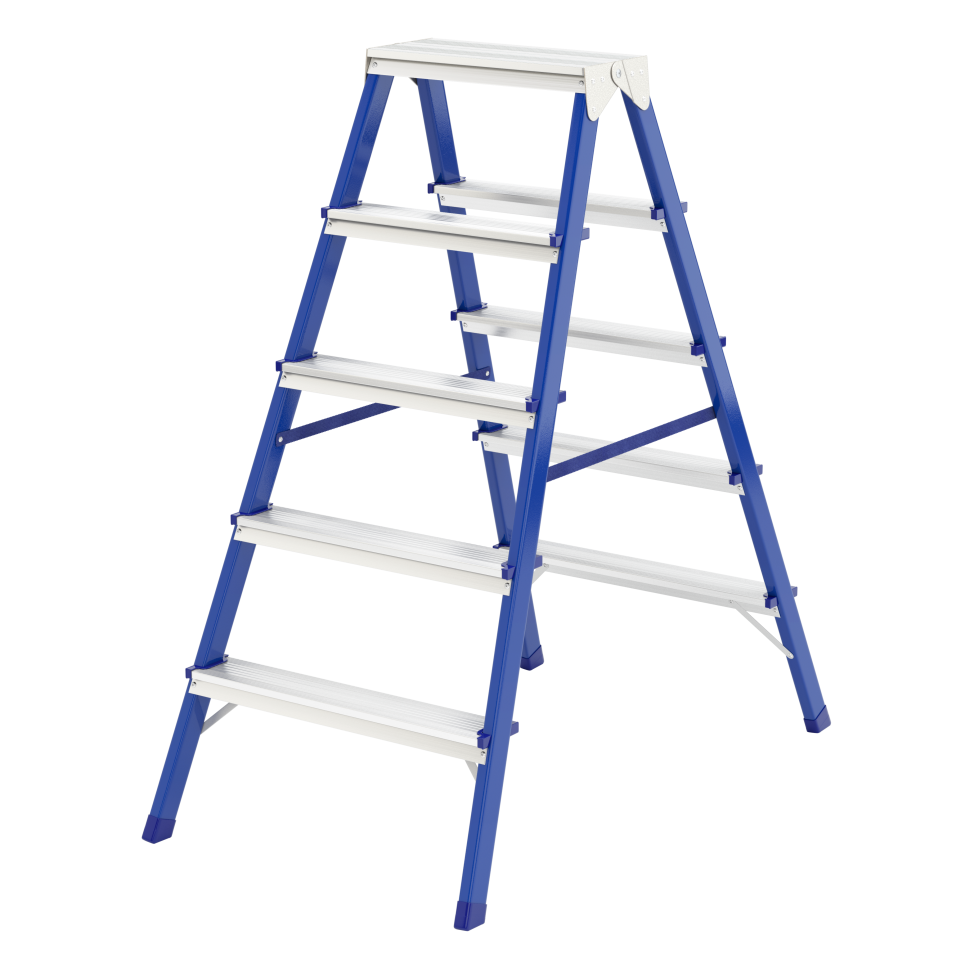 Стремянка двусторонняя 5 ступеней, стальная, Россия, Сибртех