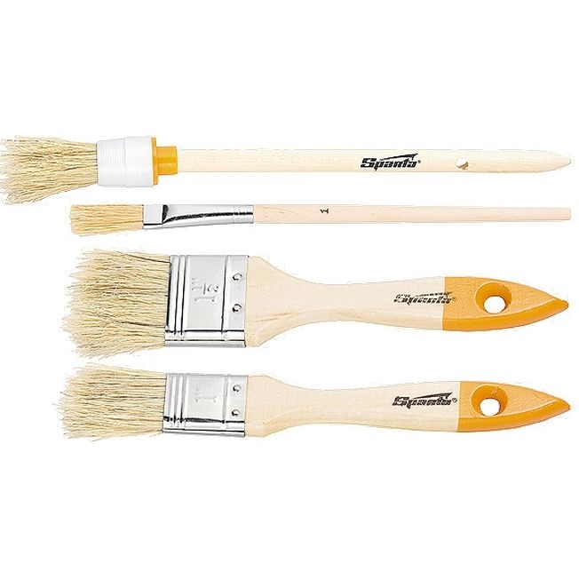 Набор кистей, 4 шт, плоские 3/4", 1/5" круглые №1, №2 Sparta