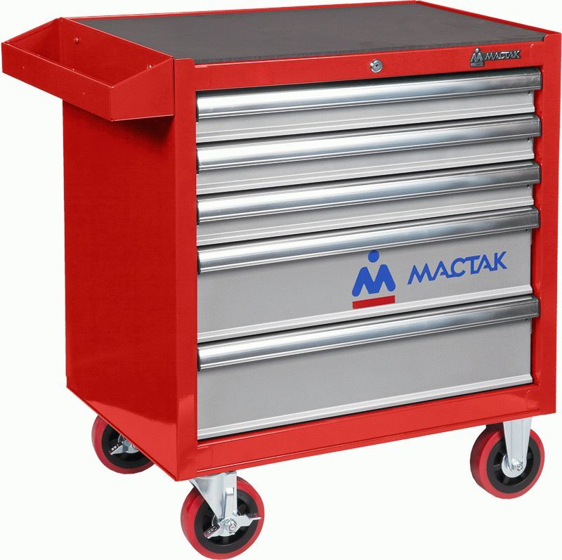 Тележка инструментальная, 5 ящиков, красная МАСТАК 521-05581R