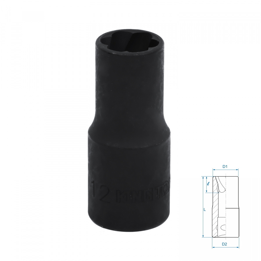 Головка для поврежденного крепежа 1/2", 12 мм KING TONY 9TD403-12M