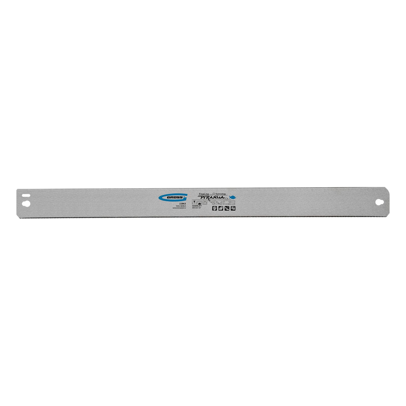 Пильное полотно для прецизионного стусла "Piranha", 550 мм, каленый зуб 2D, 18 TPI Gross