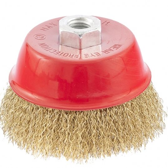 Щетка для УШМ, 125 мм, М14, "чашка", латунированная витая проволока Matrix