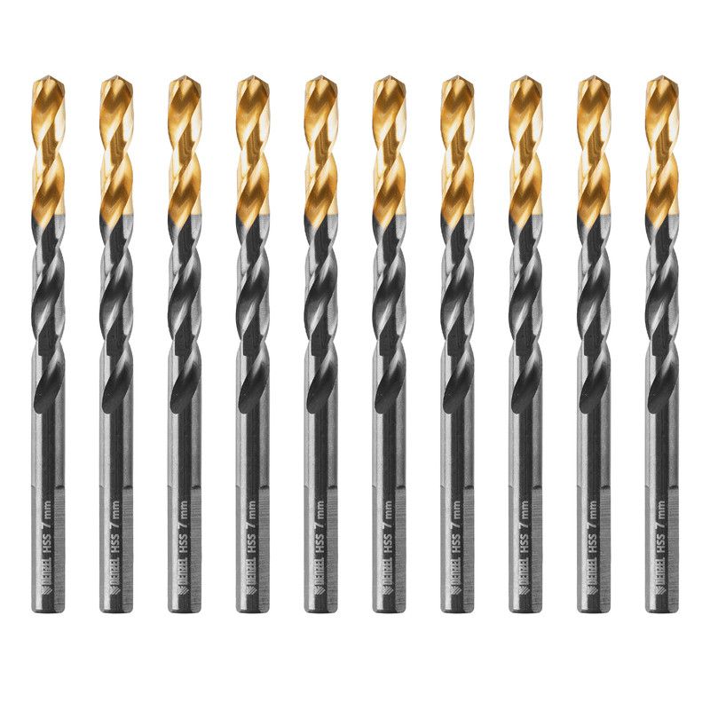 Сверло по металлу, 7 мм, HSS-Tin, Golden Tip, 10 шт. Denzel