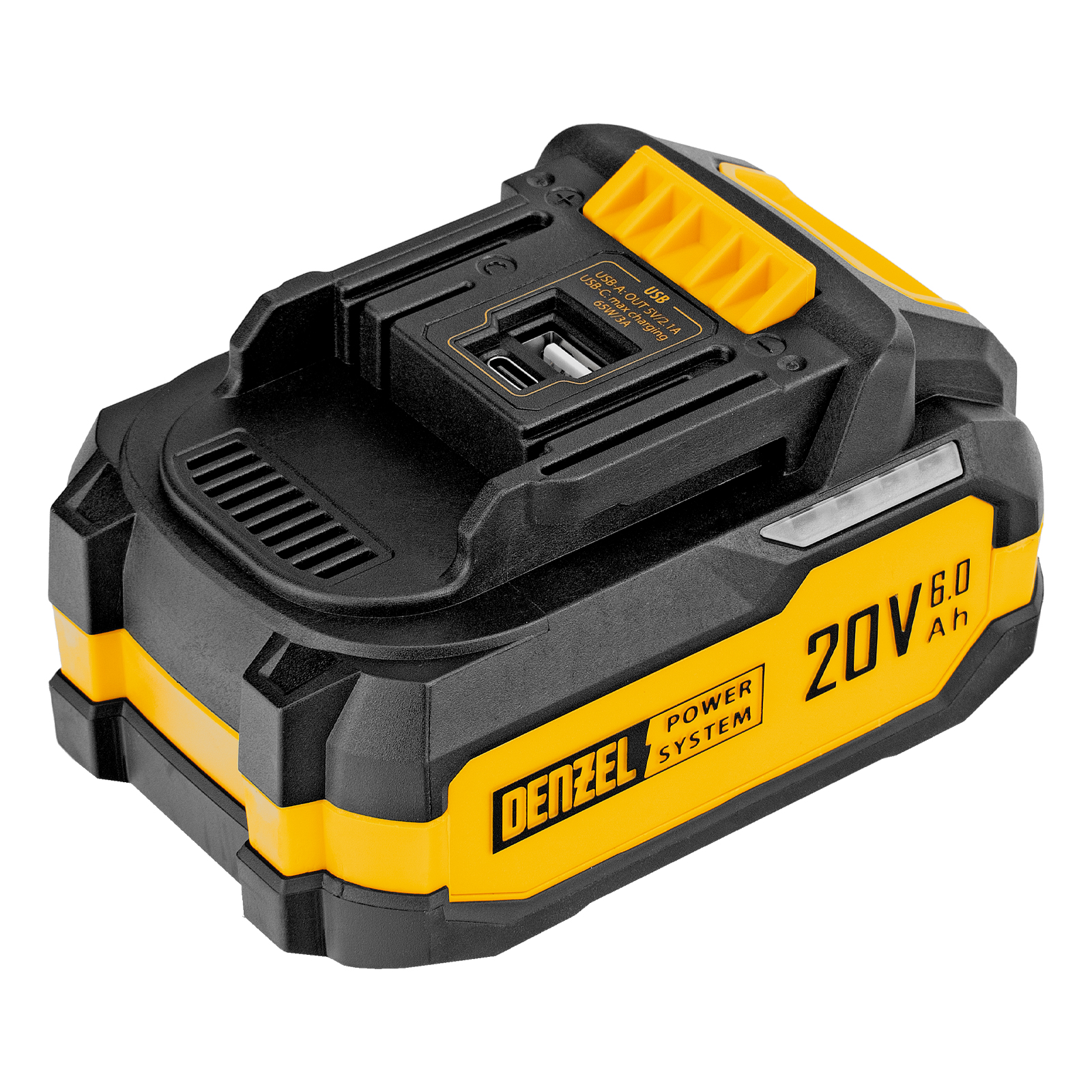 Батарея аккумуляторная BH-20-6.0, Li-Ion, USB, 20 В, 6,0 Ач// Denzel