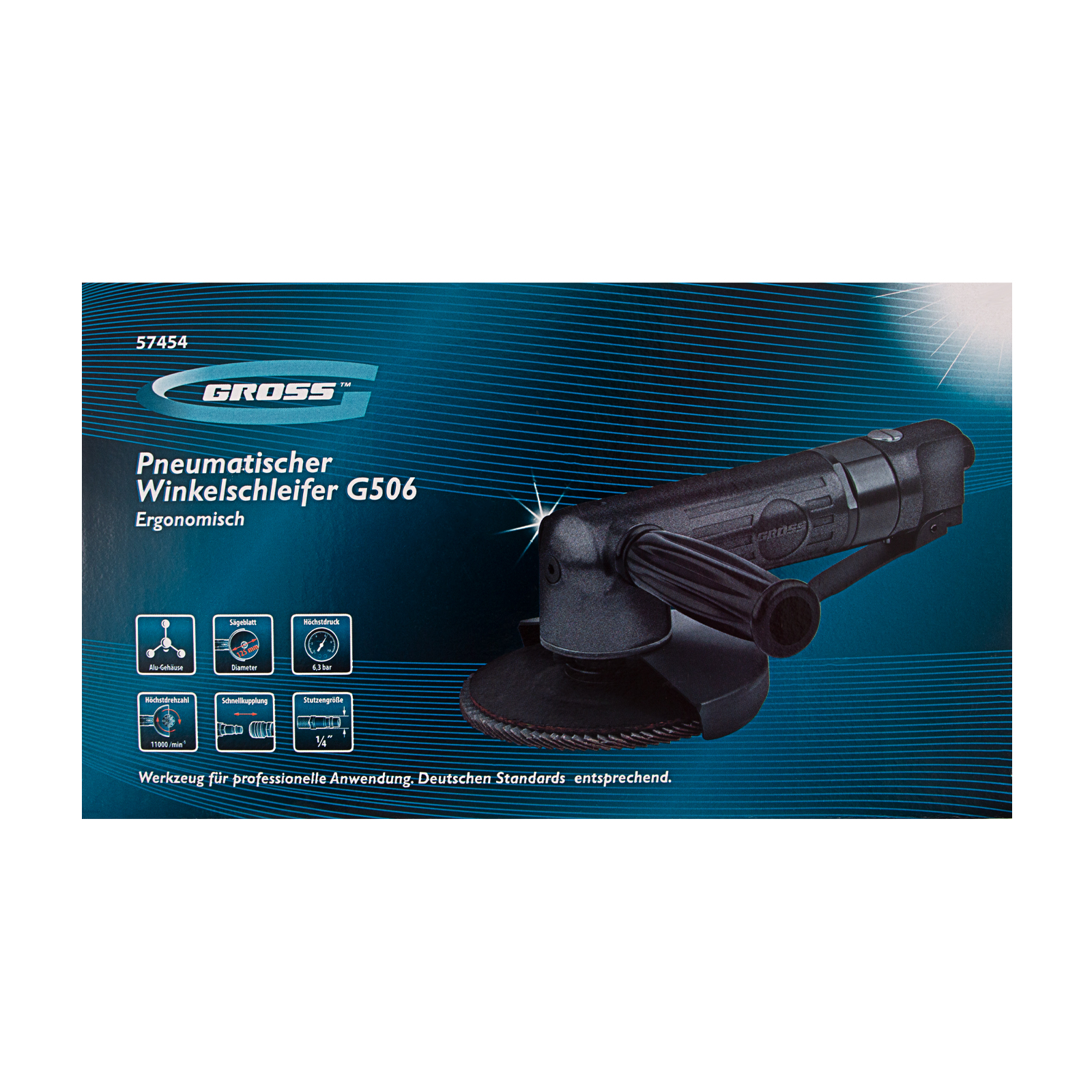 Угловая шлифовальная машина пневматическая G506.5", 11000 об/мин Gross