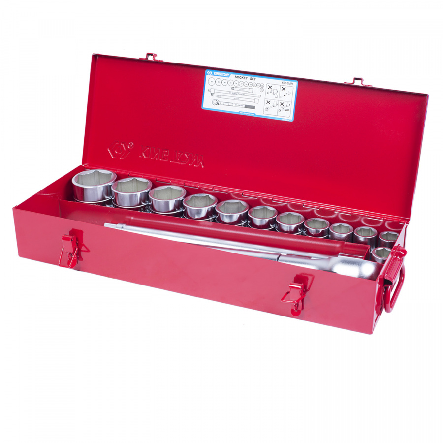 Набор торцевых головок с принадлежностями 3/4", шестигранные, 21-50 мм, 16 предметов KING TONY 6316MR